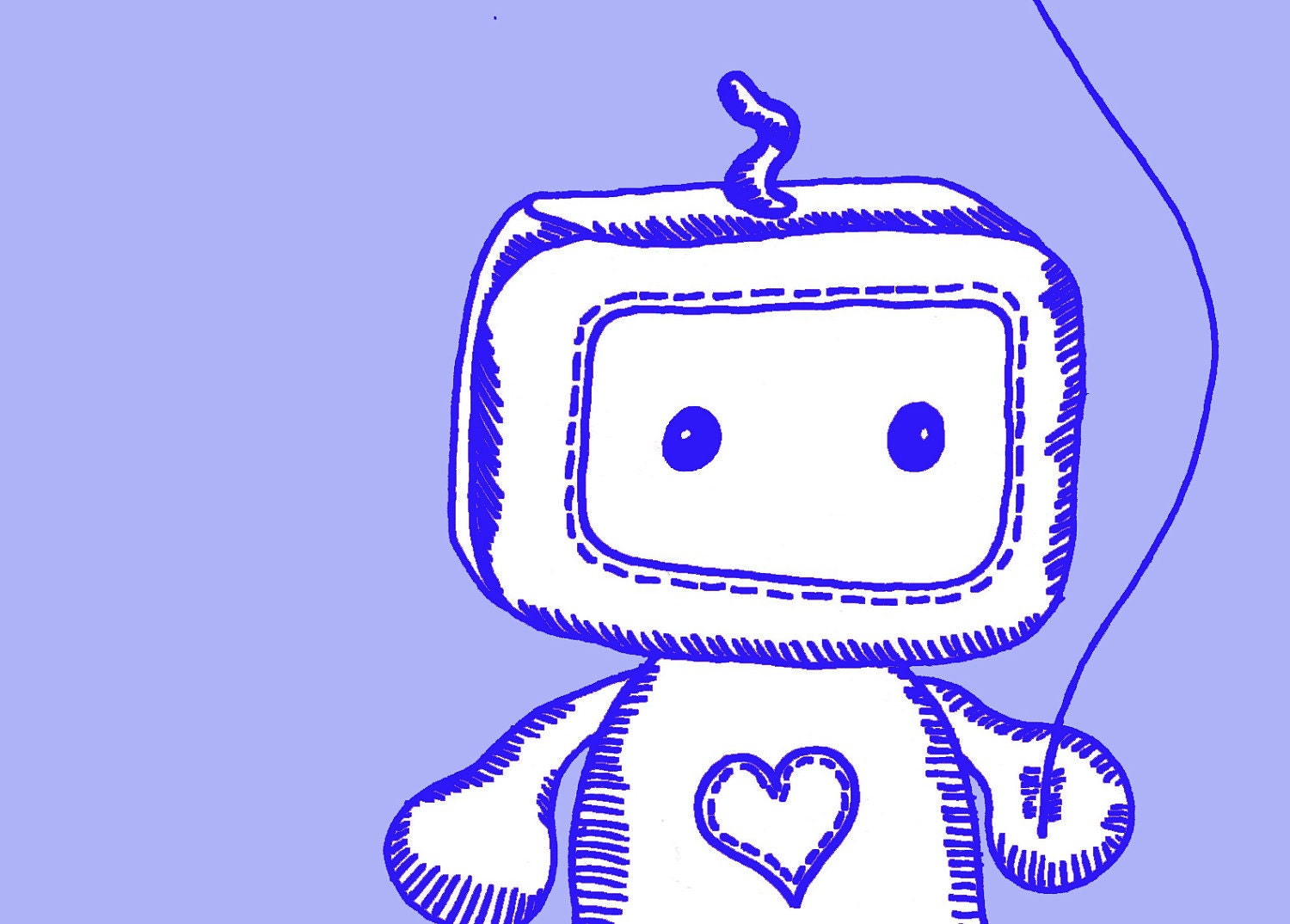 Super SALE - BeeBoop and his Rocket Balloon - Inspired Artist Series - Print (Blue)