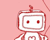 Super SALE - BeeBoop and his Rocket Balloon - Inspired Artist Series - Print (Pink)