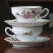 Moss Rose Fine China Royal Rose Cups and Saucers
