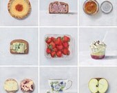 British food collection. One giclée print, 23 x 23cm (9" x 9").