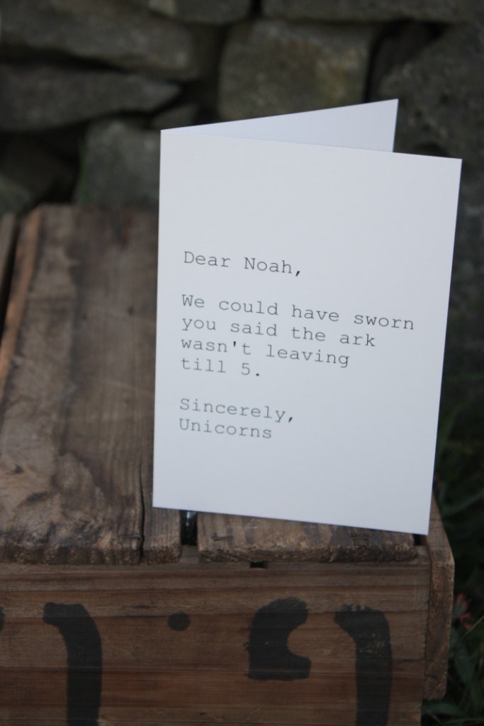 Greeting Card - Dear Noah, Sincerely Unicorns