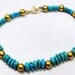 Reserved for dardoug4 vintage 22 K gold Turquoise beads bracelet - 7429