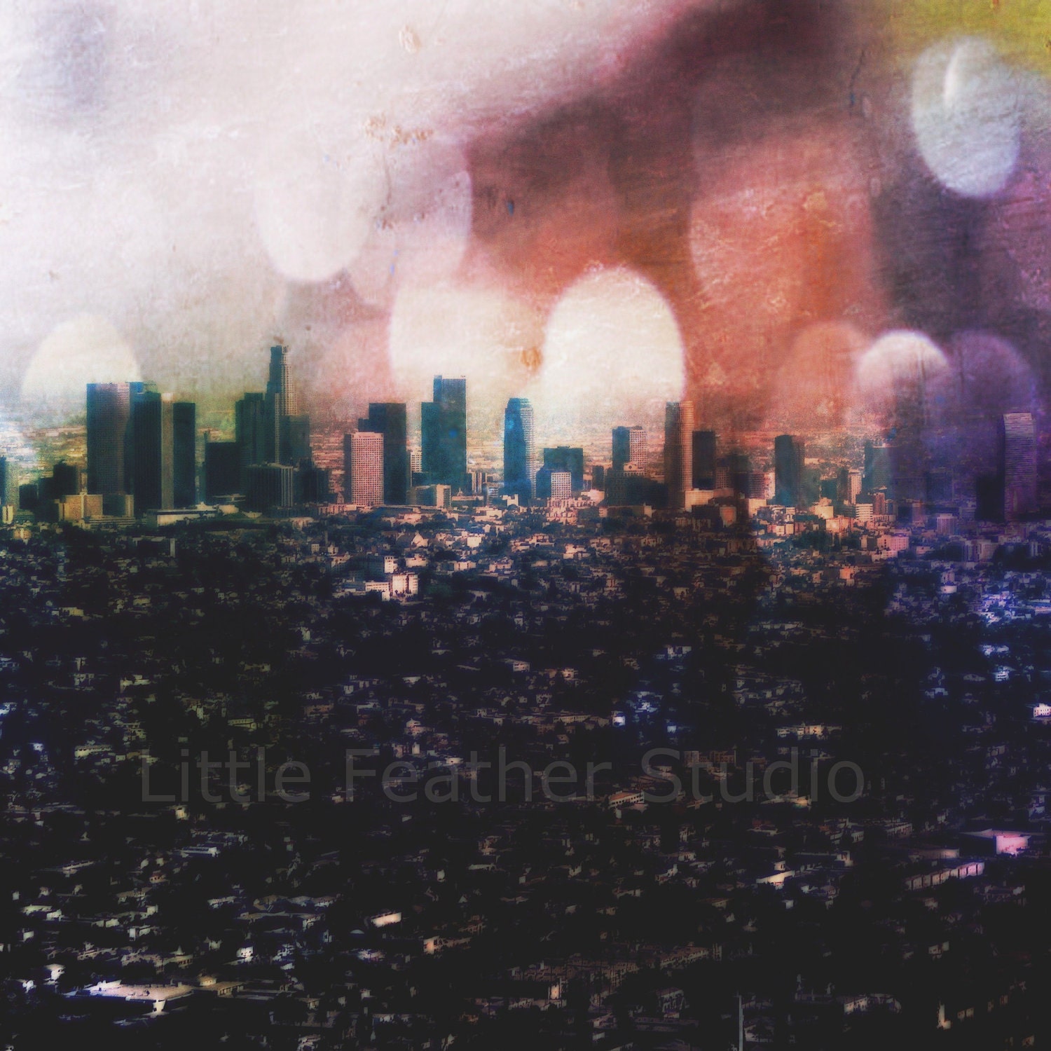 Downtown Los Angeles skyline 8x10 print - littlefeatherstudio