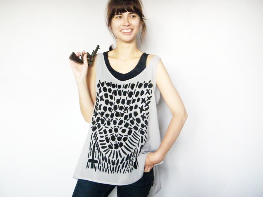 CUSTOM Order for K - Hand Printed Sheer Tank Top