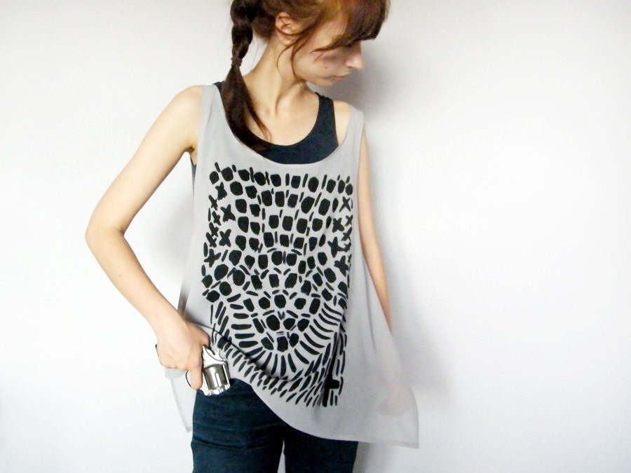 CUSTOM Order for K - Hand Printed Sheer Tank Top