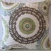 Suzani Decorative Pillow Cover--20 x 20 Gorgeous Throw Pillow--Slate Blue, Green, Taupe, Cream, Brown