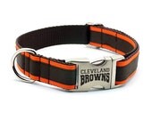 Cleveland Browns Dog Collar with Laser Etched Aluminum buckle