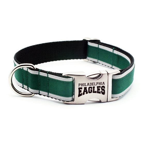 Philadelphia Eagles Dog Collar with Laser Etched Aluminum buckle