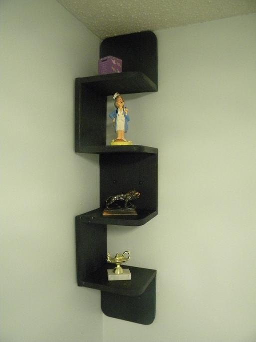 Black Glass Corner Wall Mounted Shelves 47