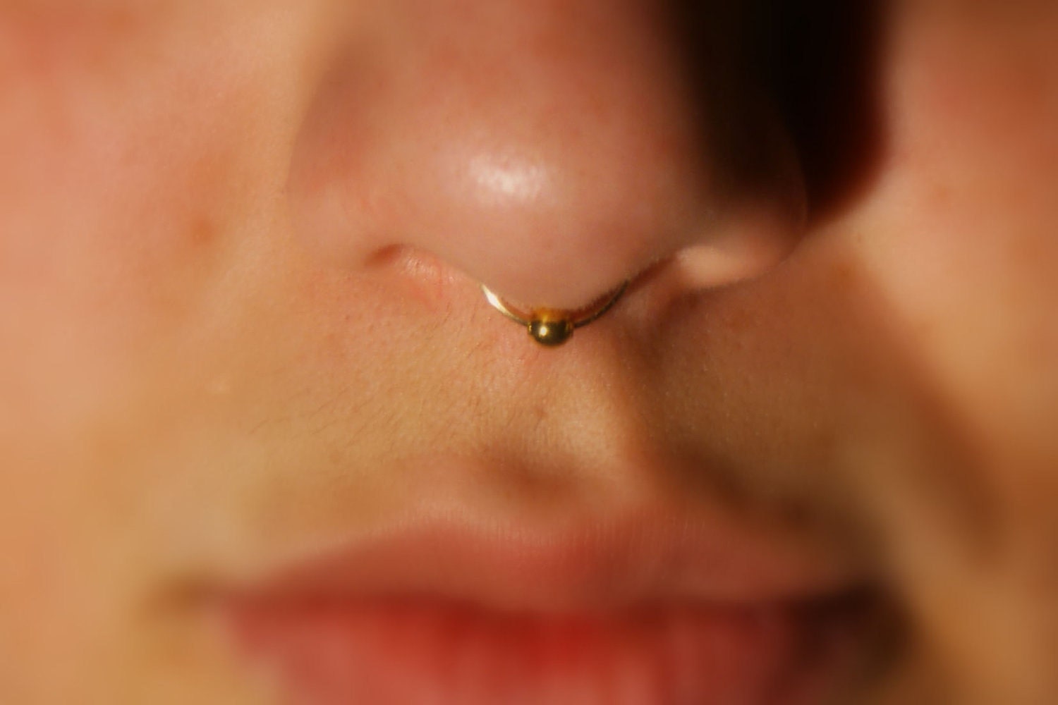 Septum Nose Ring Cuff with ball (gold) - No Piercing Required (fake nose ring)