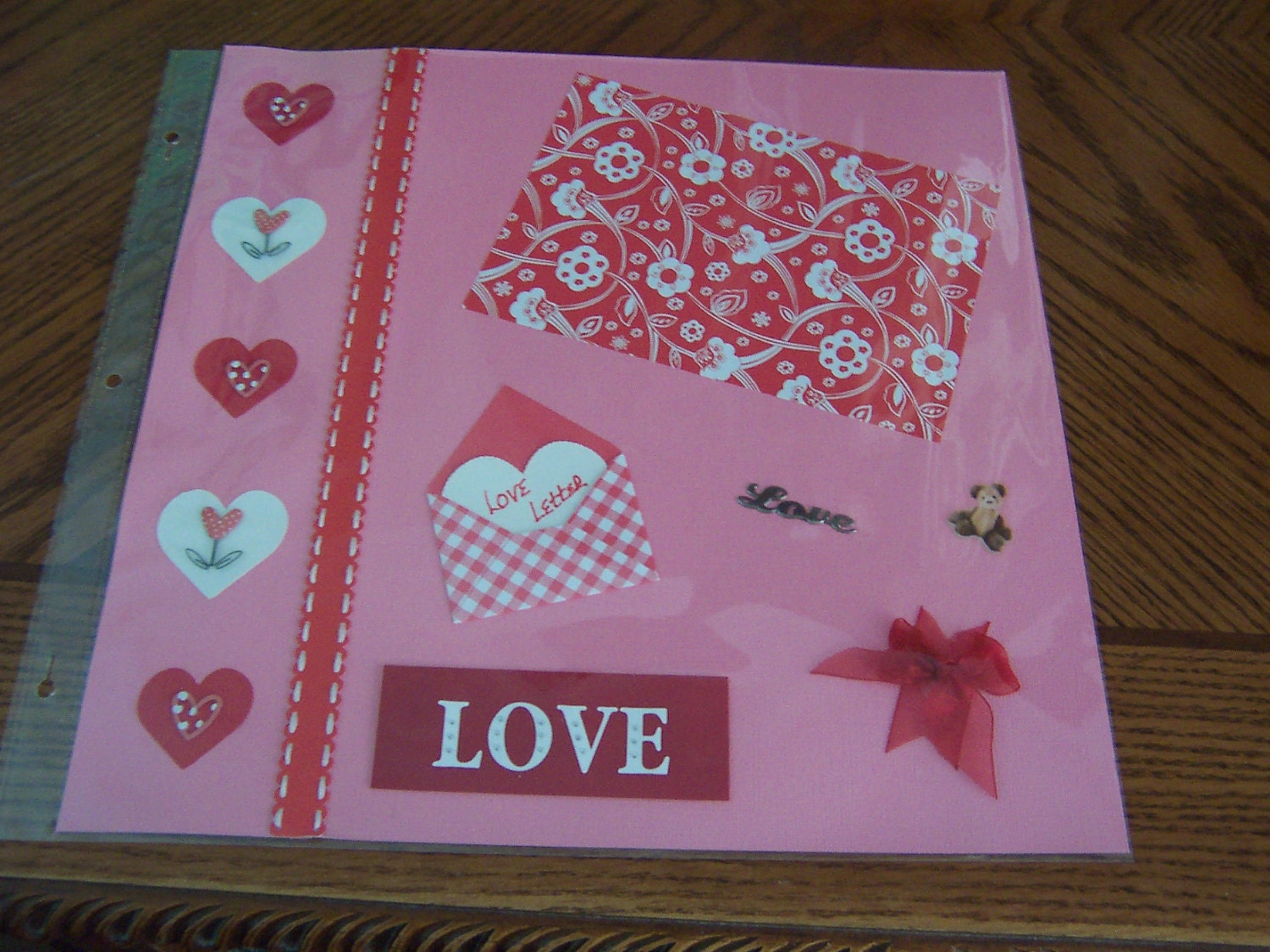 2 LOVE or VALENTINE 12x12 premade scrapbook pages for the one you love