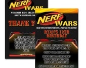 Nerf Wars Invitation & Thank You Card Designs