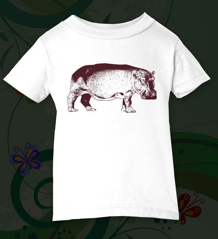 hippo 1 hippopotamus - graphic printed on Infant Baby Onesie, Infant Tee, Toddler - Many sizes