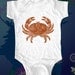 Crab 1 - graphic printed on Infant Baby Onesie, Infant Tee, Toddler T-Shirts - Many sizes