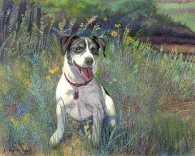Spot, Self-Actualized (Dog Portrait) Mixed Media - Fine Art Print on Paper (5.5" x 7" Image)