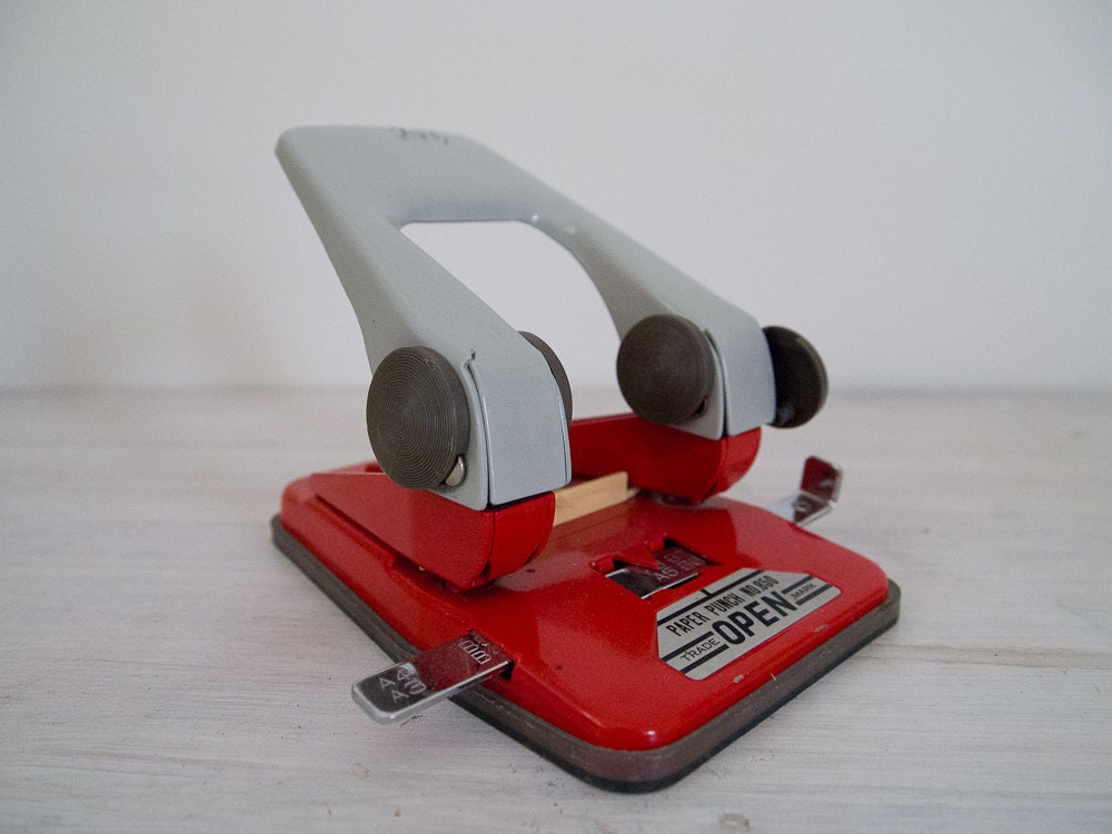 reserved - vintage fire engine red hole punch