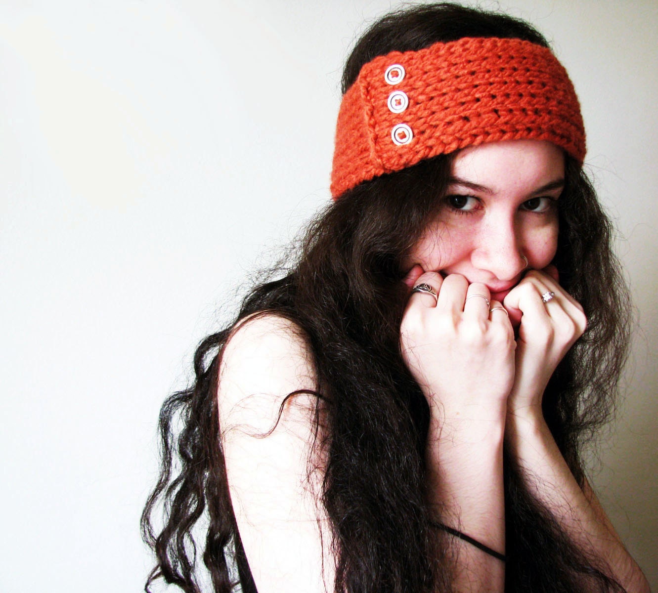 Burnt Orange Autumn Ear Warmer Winter Headband - TinySheep