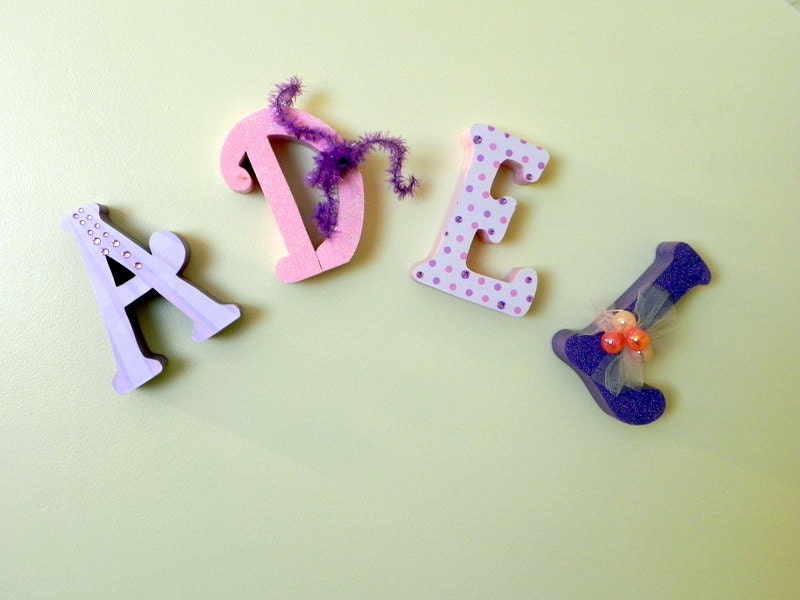 Set of 4 SMALL wood letters customized for your decor gift home decor  Upper case only in this size