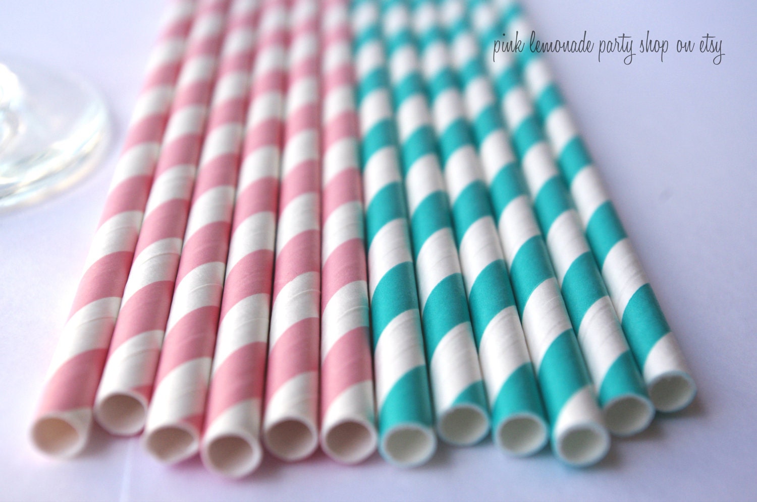 BUBBLEGUM PINK & Aqua Mix--Paper Straws--25ct with Free Printable diy Flags Il_170x135