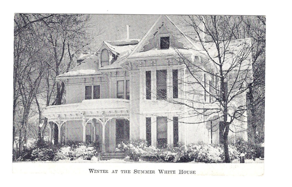 Victorian House Winter Snow Vintage Postcard Black & White Photograph Harry S. Truman Summer House