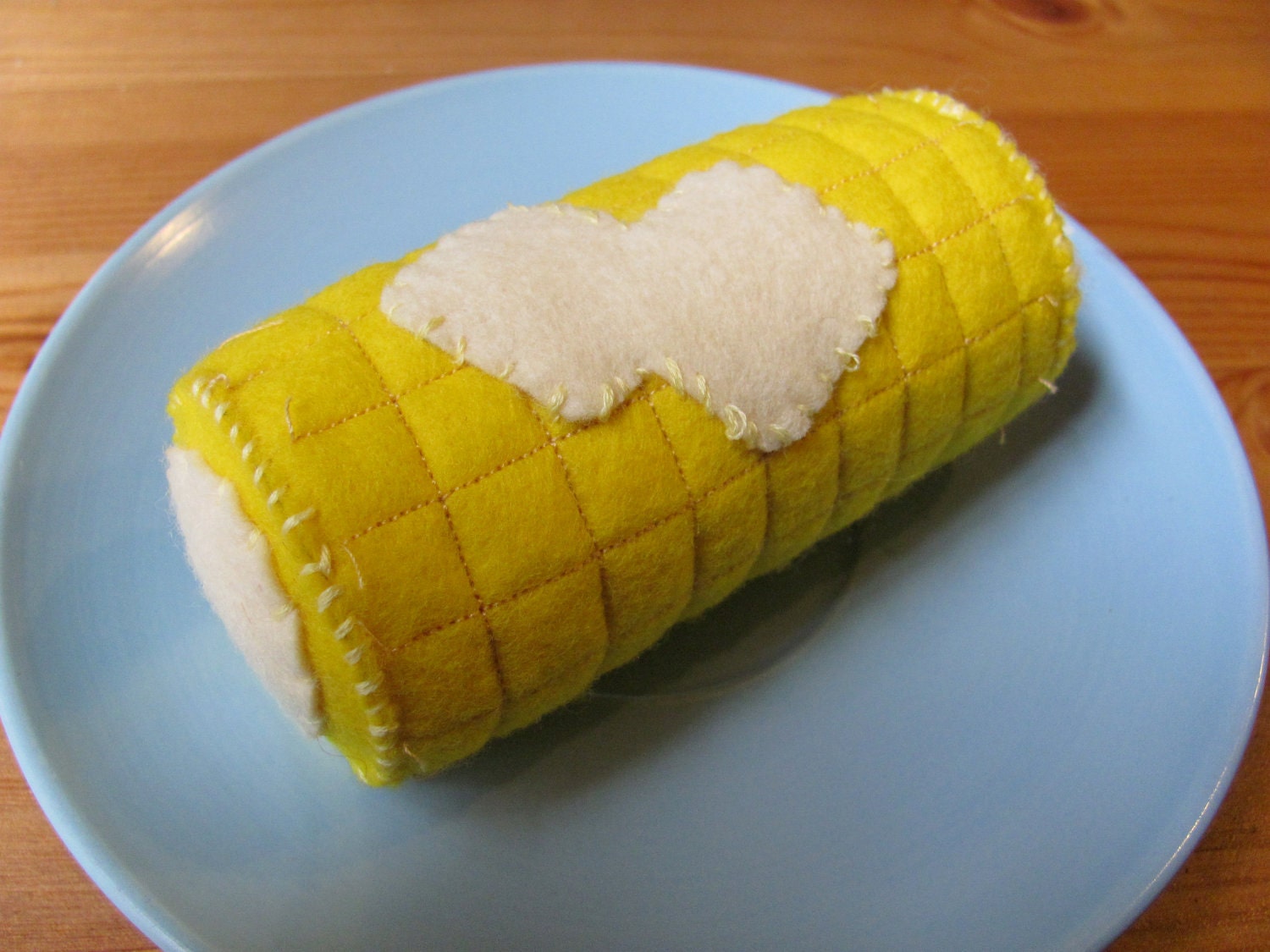 100% wool felt waldorf ear of corn / corn cob with butter