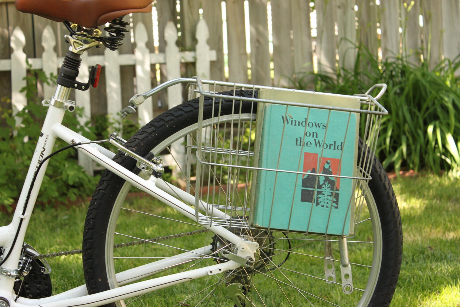 Vintage wire bicycle basket, wire, two sided, rear bike basket