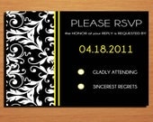 Damask Wedding RSVP Postcard PRINTABLE / DIY