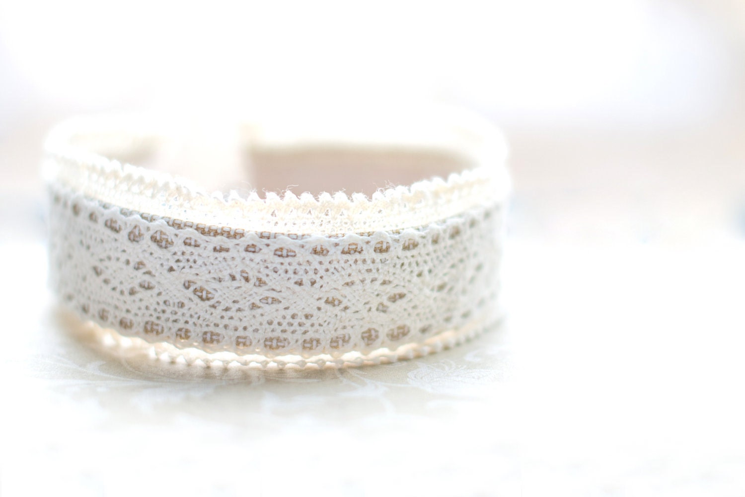 Boho Necklace - Ethnic Necklace - Cottage Chic - Bridal Accessories - Beige White - Boho Jewelry - Lace Fabric - Woman Accessories