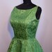 1950's Emerald Green Brocade Full Skirt Dress with Large Bust