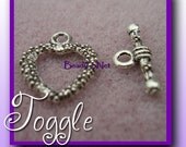 16.5mm Oxidized Silver Pewter Bali Style Heart Toggle ( 5 Sets) Jewelry Findings Supplies - KarPenaEnterprises
