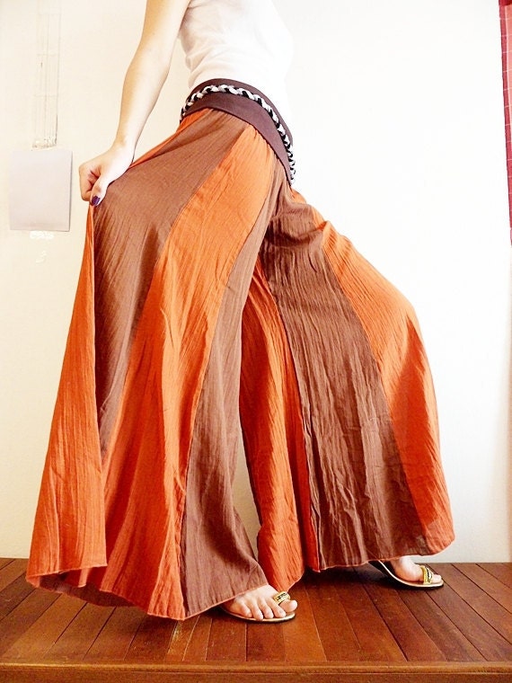Design Cotton Pants Two Tone Dark Orange Fusion Brown Artist