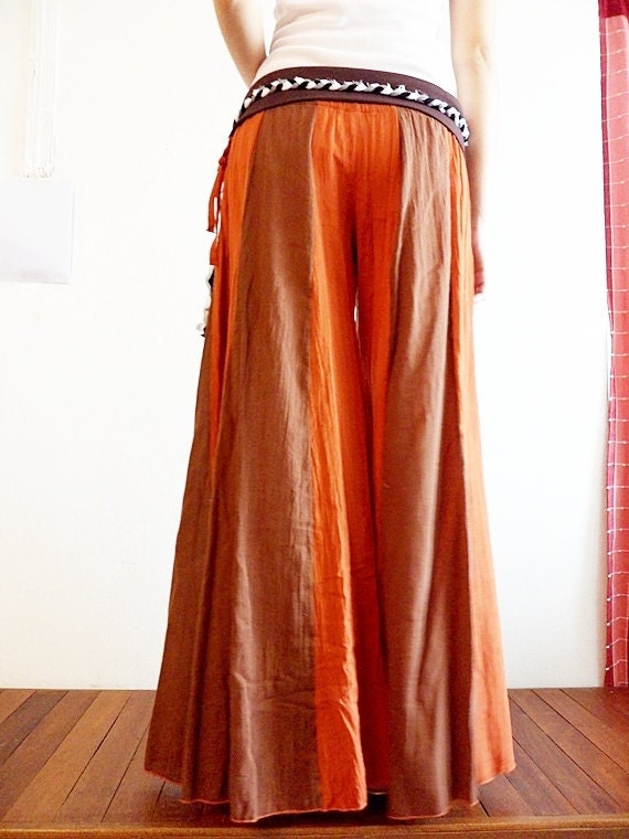 Design Cotton Pants Two Tone Dark Orange Fusion Brown Artist