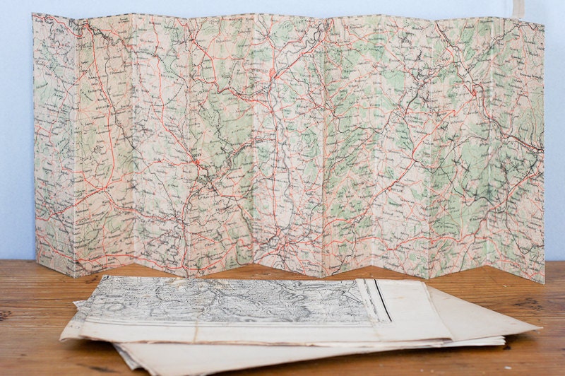 RESERVED french military maps from WW1, war memorabilia, ephemera or for altered art projects, set of 3