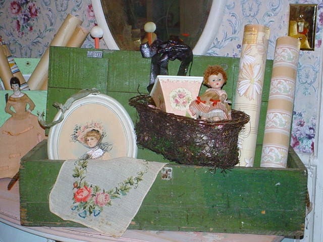 Antique Tool Box Painted Rustic Prairie Storage Green Rope Handles Syracuse NY Indian Head