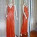 SALE 1930s Bias Gown Silk Crepe Coral Chiffon Sheer Lingerie Evening Dress Great Back