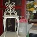 Vintage Iron Garden Chair Roses Chippy Cottage Chic Ornate Child Flower Stand