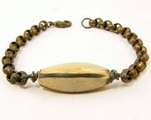 Rustic Bracelet - Brown Tan Chunky Chain Dark Brass Earthy Unisex Jewelry Under 25