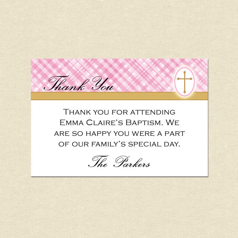 Printable Baptism / Christening / Dedication Thank You file - more colors, matching items available