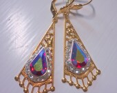 Red Crystal Filigree Valentine Earrings Sweetheart Collection Gold Filigree Dangle Red AB Crystals
