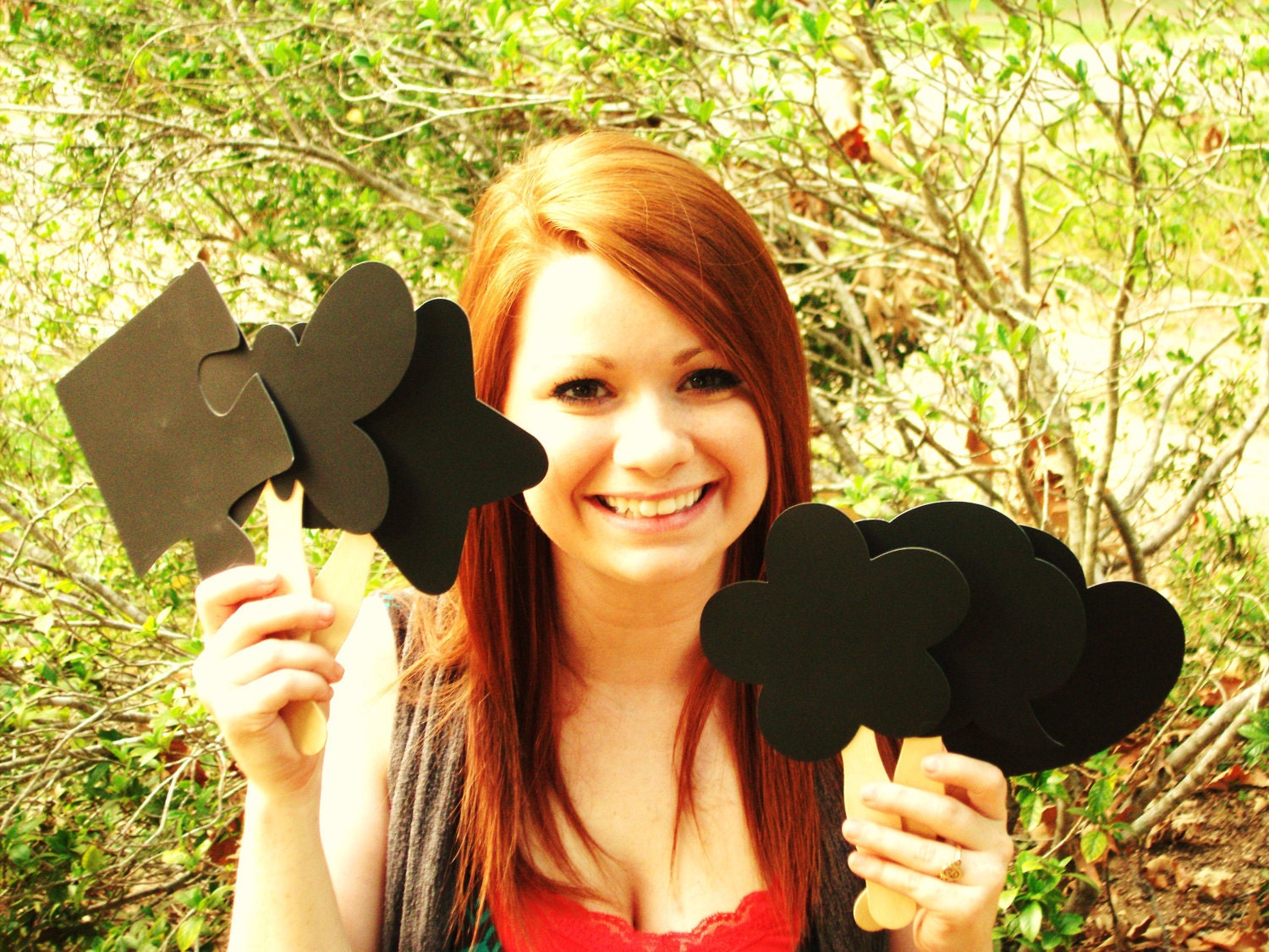 Wedding Chalkboard Photo Props, Photo Booth Chalkboard props Set of 6 - Fast Shipping
