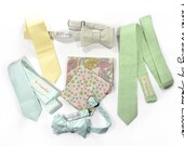 Wedding Ties Yellow, sea foam, light gree and Pink Pastel Customize Your Sartorial Wedding, neckties, bow ties, pocket square