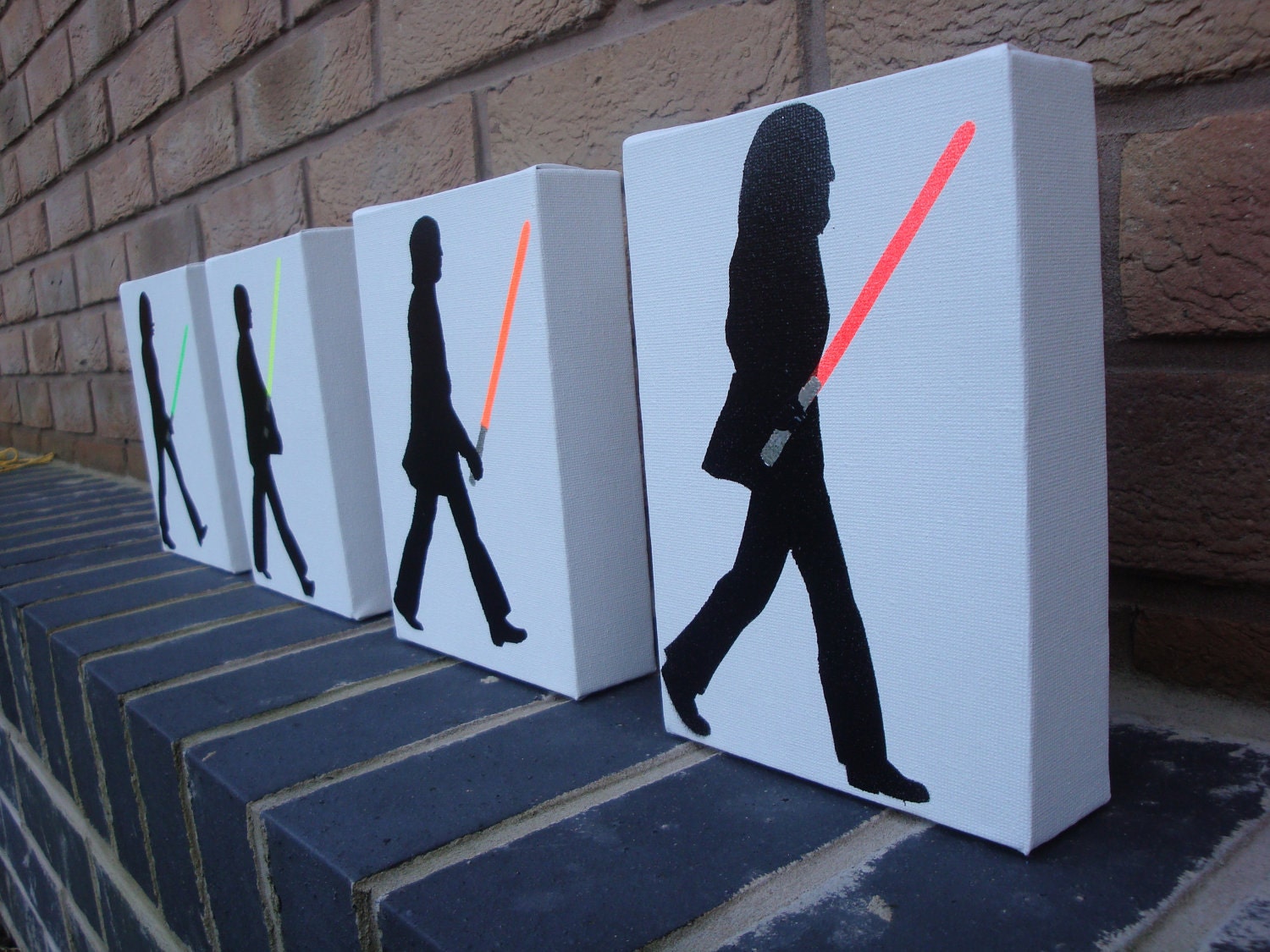 Star Wars / Beatles  Abbey Road (With lightsabers) Spray Paint Stencil on Canvas