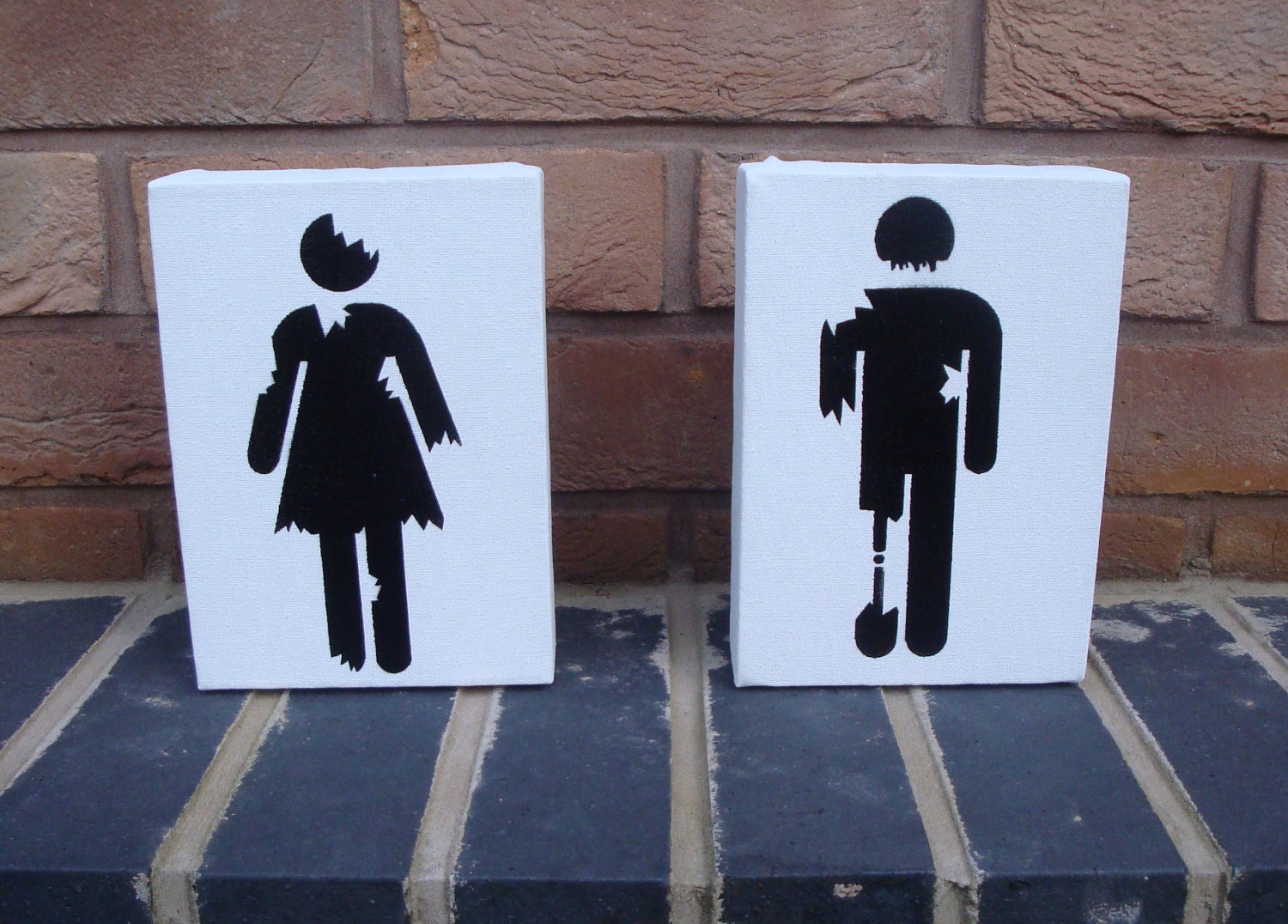 Zombie Toilet / Restroom / WC Signs (2 Canvas)