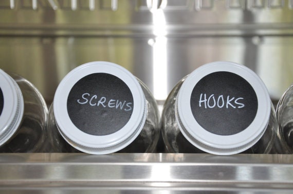 Chalkboard Labels Small Vinyl Circle 1-3/4" Set of 48 for Spice Jars Storage Organization by Let's Talk Chalk