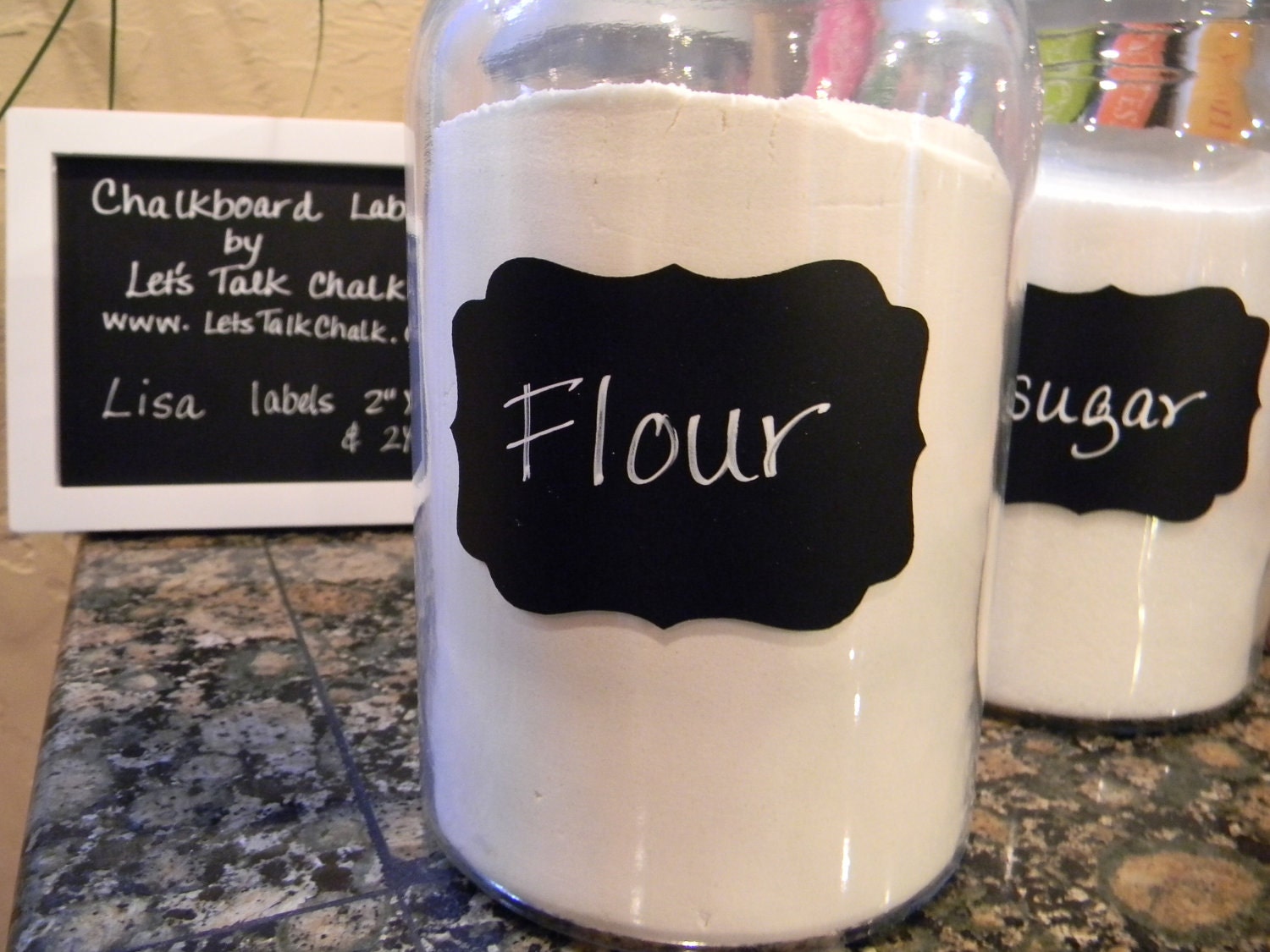 12 Vinyl Chalkboard Labels Elegant LISA 2 x 3 for Weddings Events Kitchen Pantry Storage Organization Eco Friendly