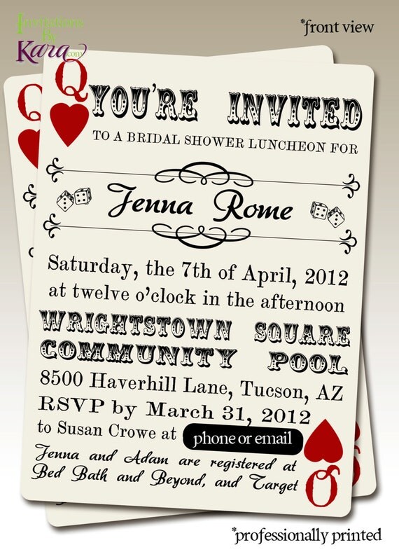 Jenna's Queen of Hearts Bridal Shower Custom Invitation