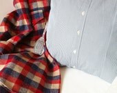 50% OFF Upcycled Blue & White Striped Oxford 16"x16" Pillow Cover OOAK