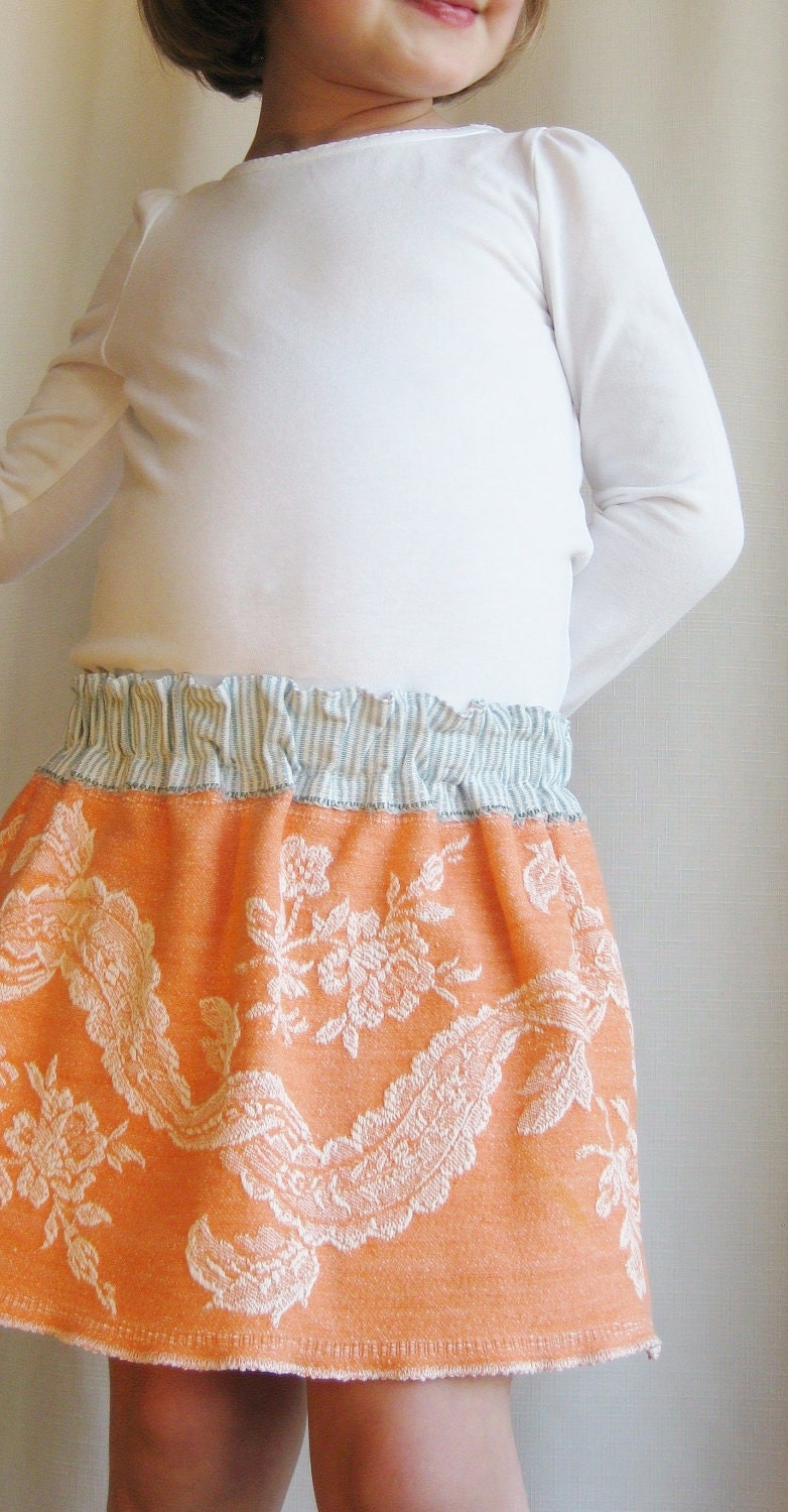 50% OFF Creamsicle Upcycled Skirt Little Girls size 4 to 6 OOAK