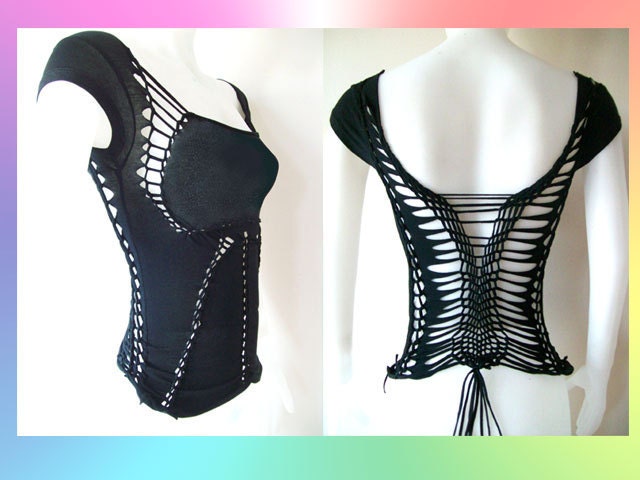 Womens / Juniors Blank Black Top Cut Shirt Series Size Small, Medium, Large, XL, 2XL, 3XL Shredded T