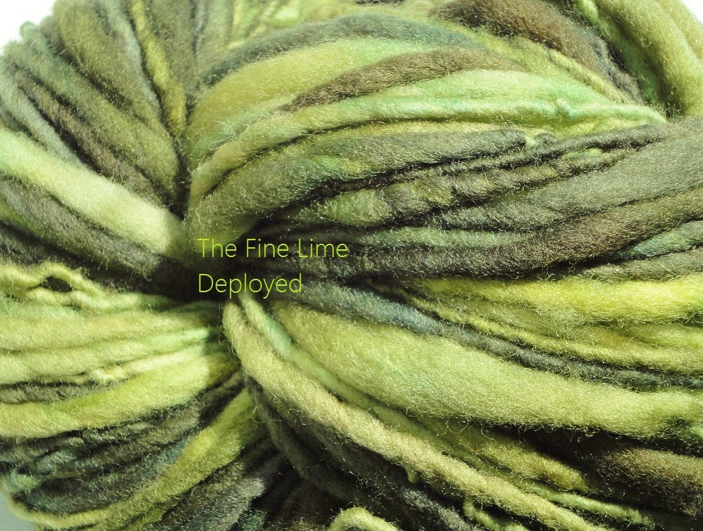 Handspun Merino Olive Green Camo Yarn - Deployed - Soft Worsted Weight Wool